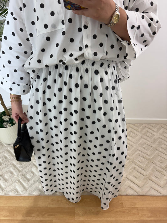 Jupe à pois en mousseline doublé