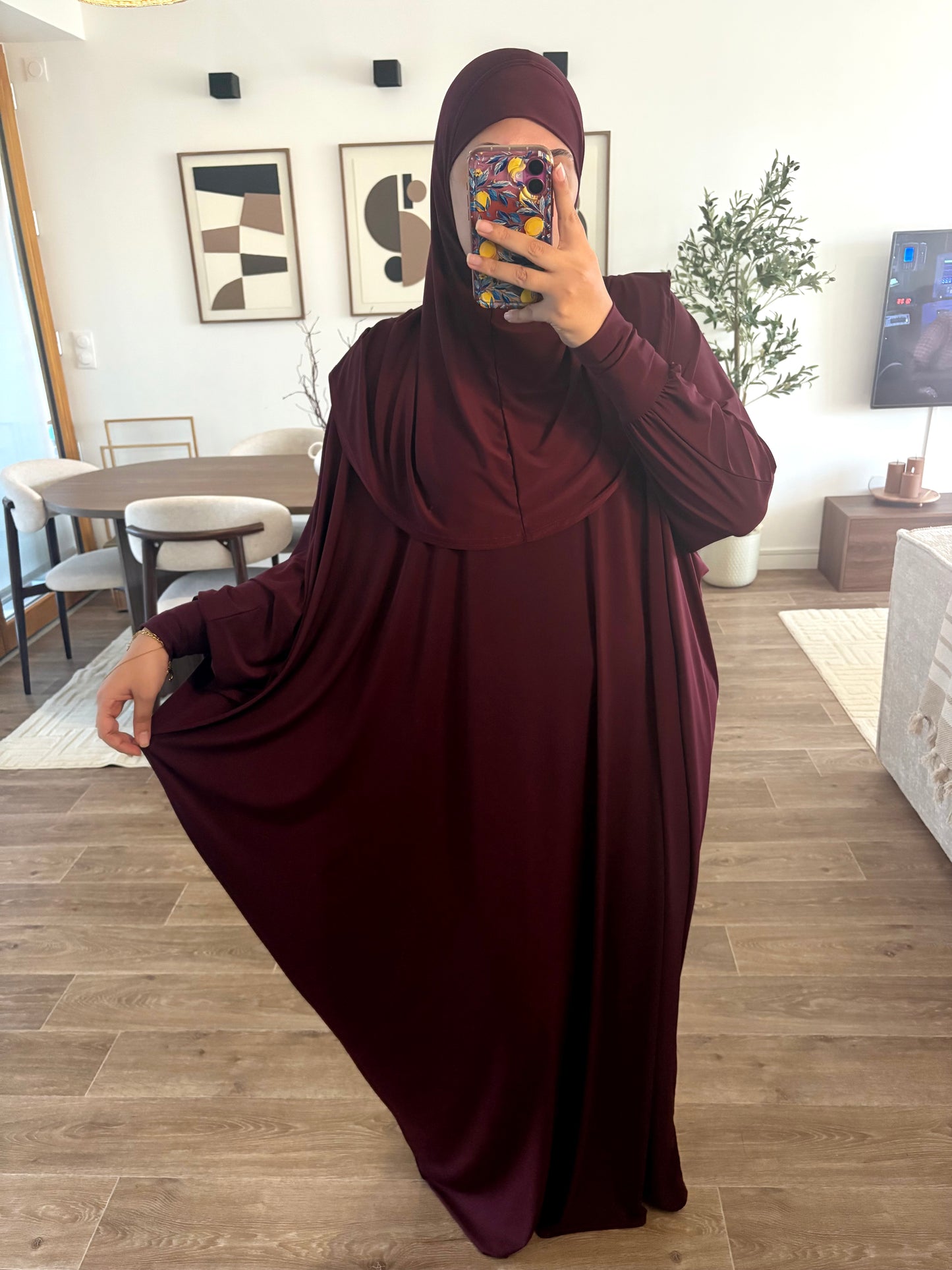 Abaya cagoule intégrée (6 couleurs)
