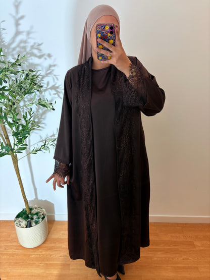 Ensemble sous robe + Kimono dentelle (Qualité premium)