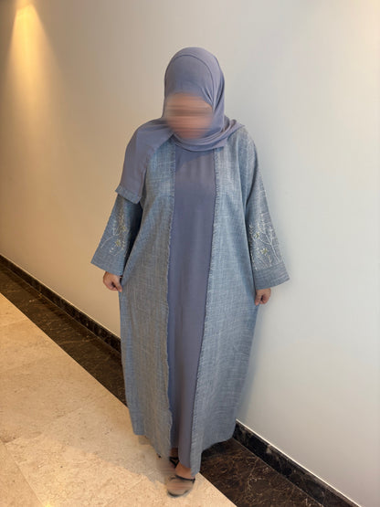 Kimono Effet lin "Layal" (sous robe et hijab inclus) (Made in Dubai)