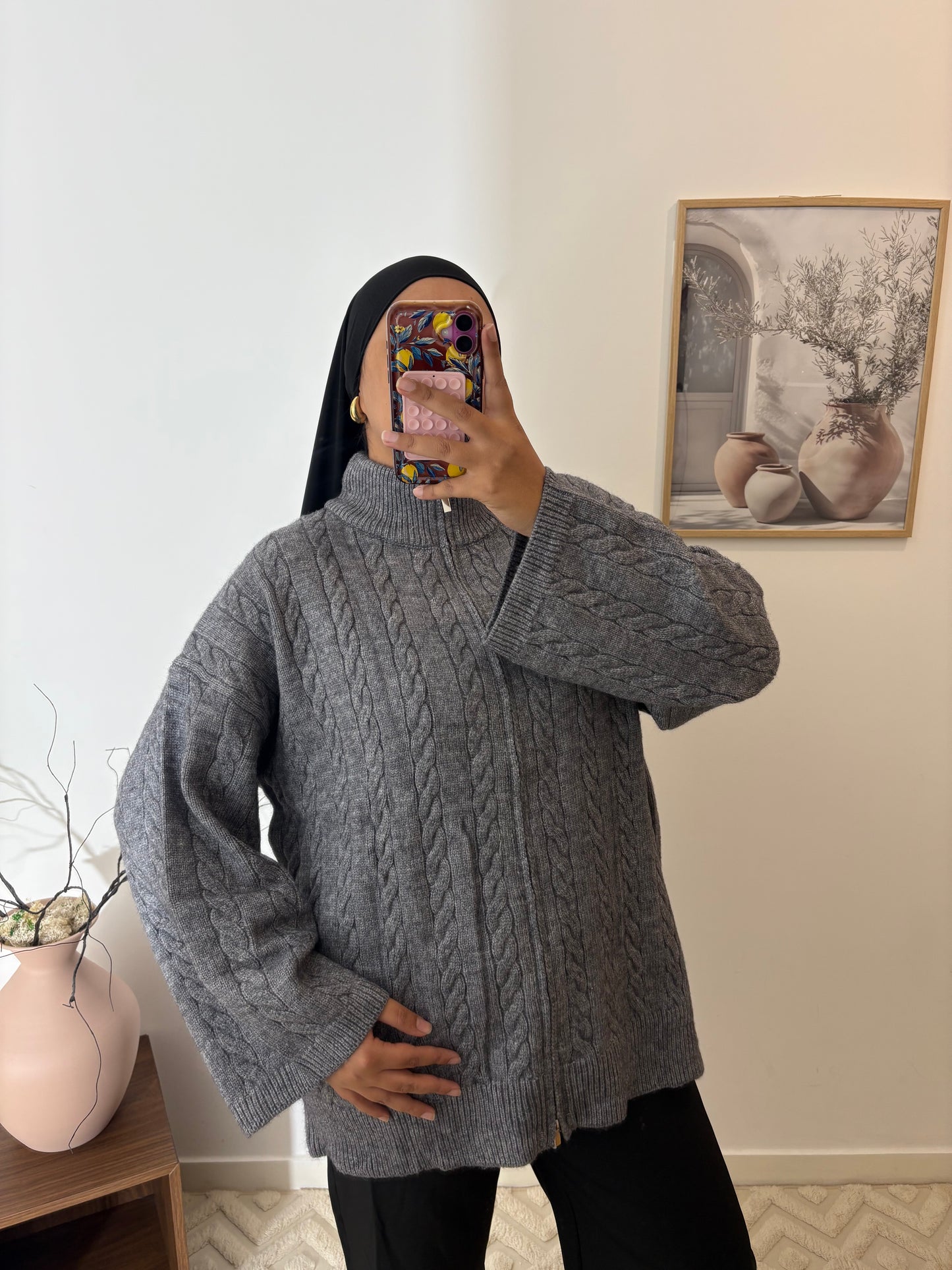 Gilet oversize laine tresse