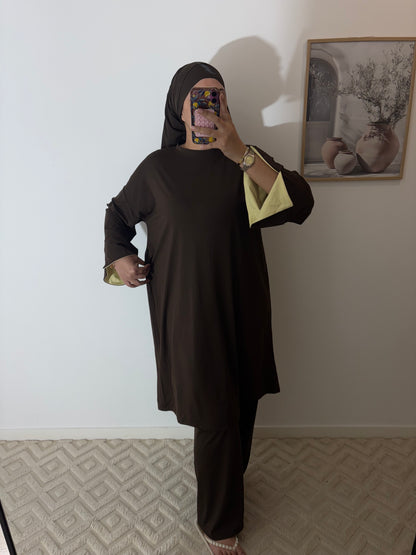 Burkini 3 pièces manches colorées Long