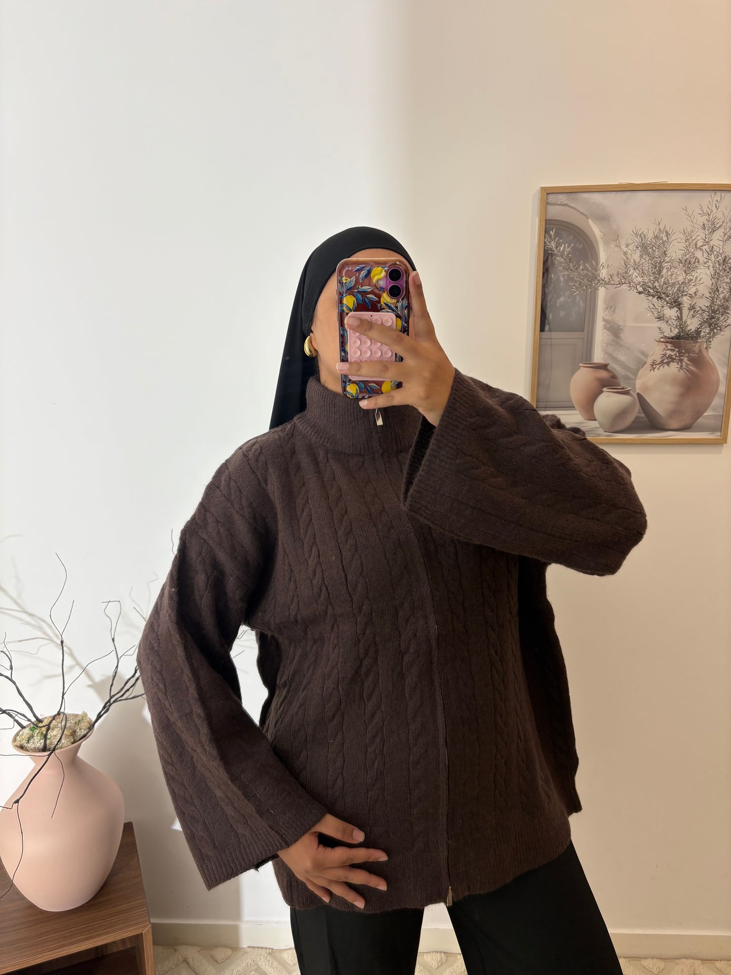 Gilet oversize laine tresse