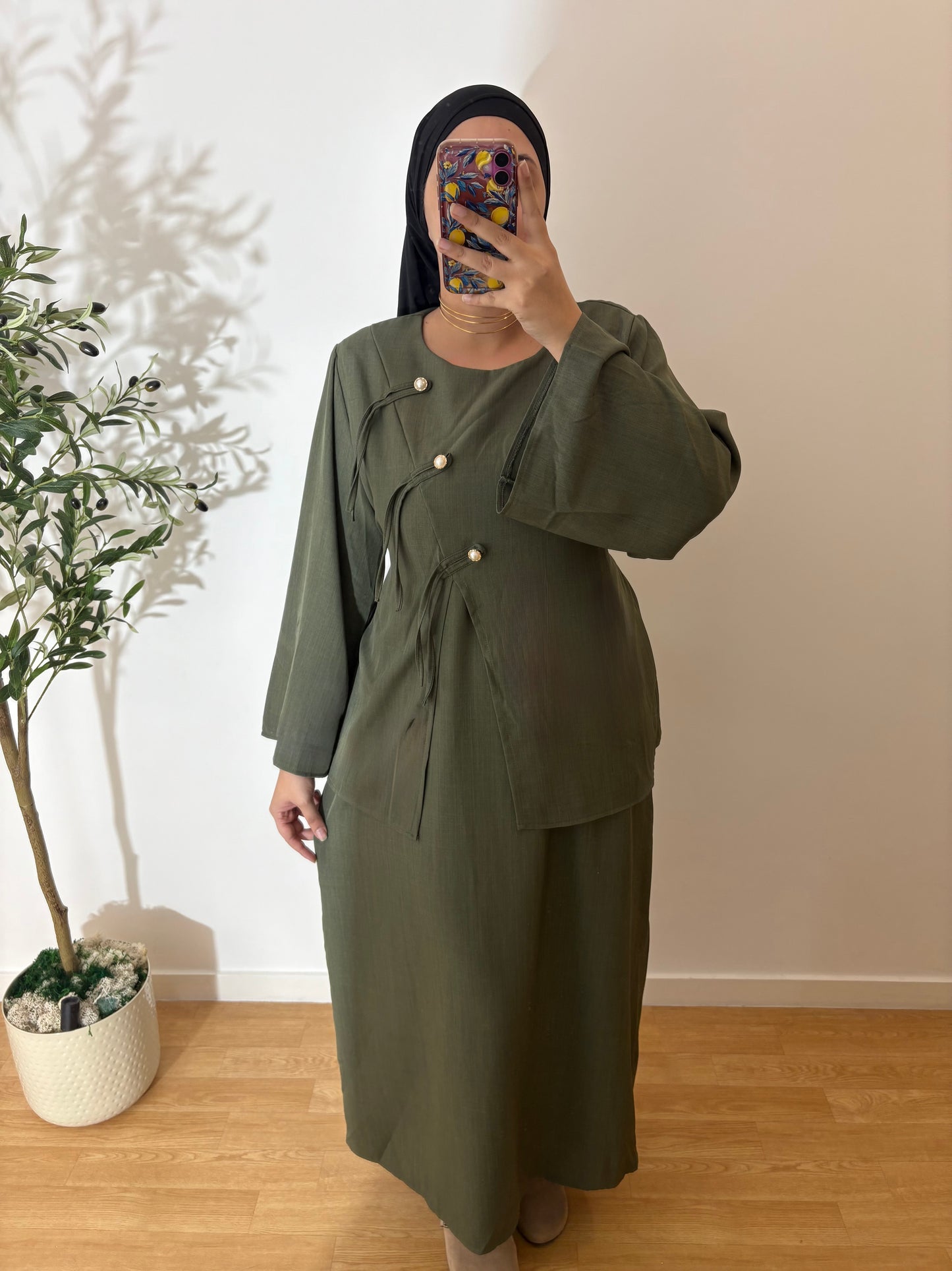 Robe japandi avec bouton nacré (4 COULEURS)