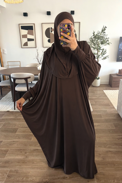 Abaya cagoule intégrée (6 couleurs)