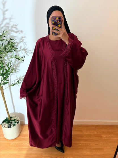 Ensemble sous robe + Kimono dentelle (3 couleurs)