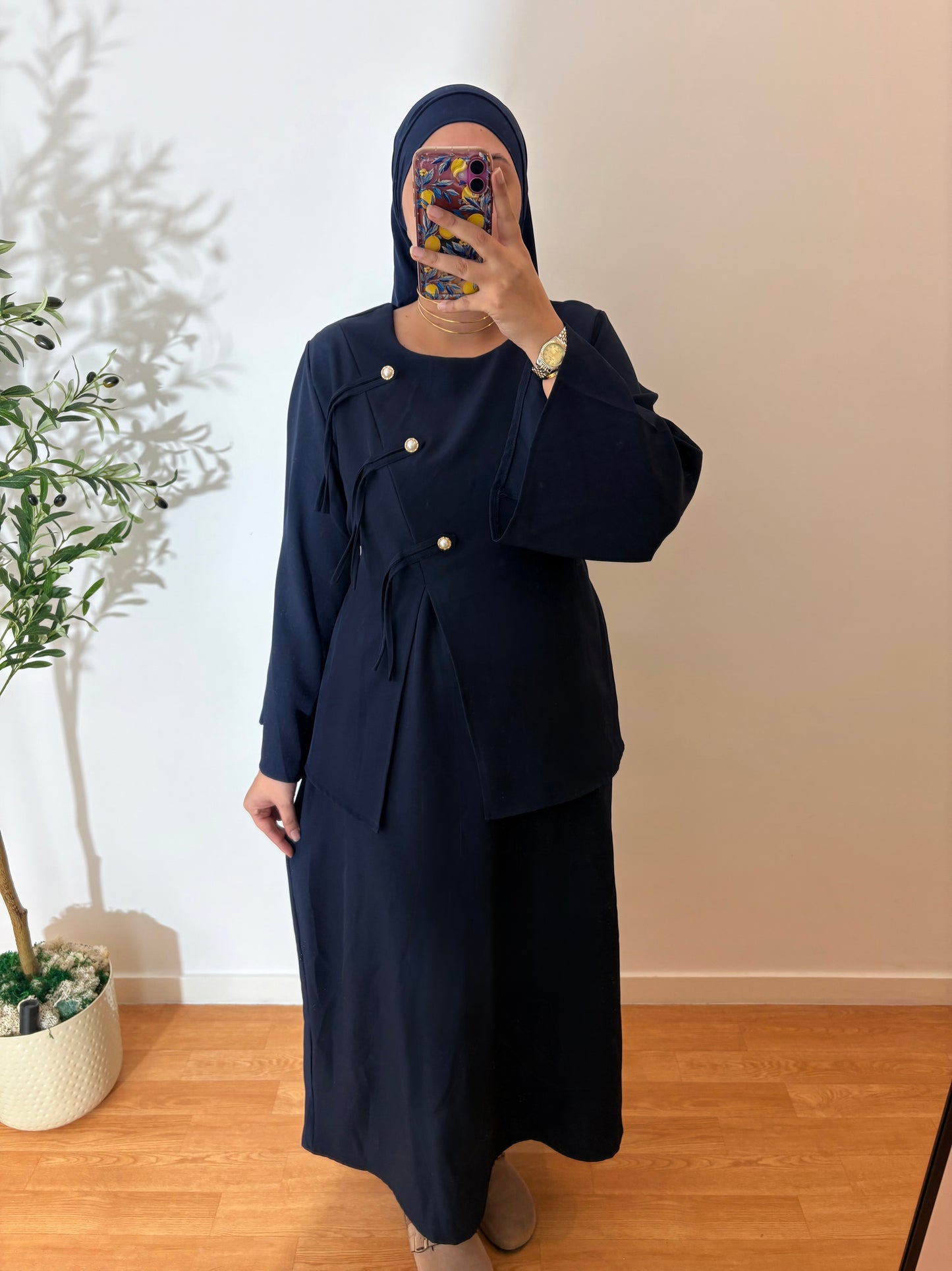 Robe japandi avec bouton nacré (4 COULEURS)