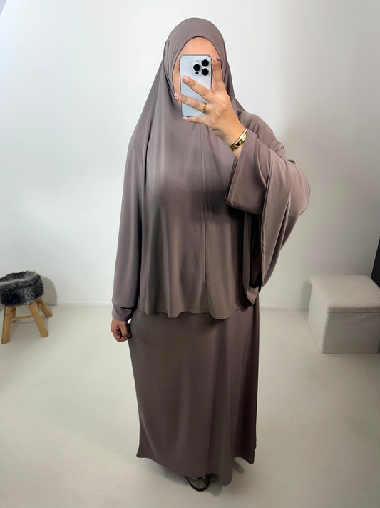 Set de prière en jersey premium de luxe (Abaya + Khimar)