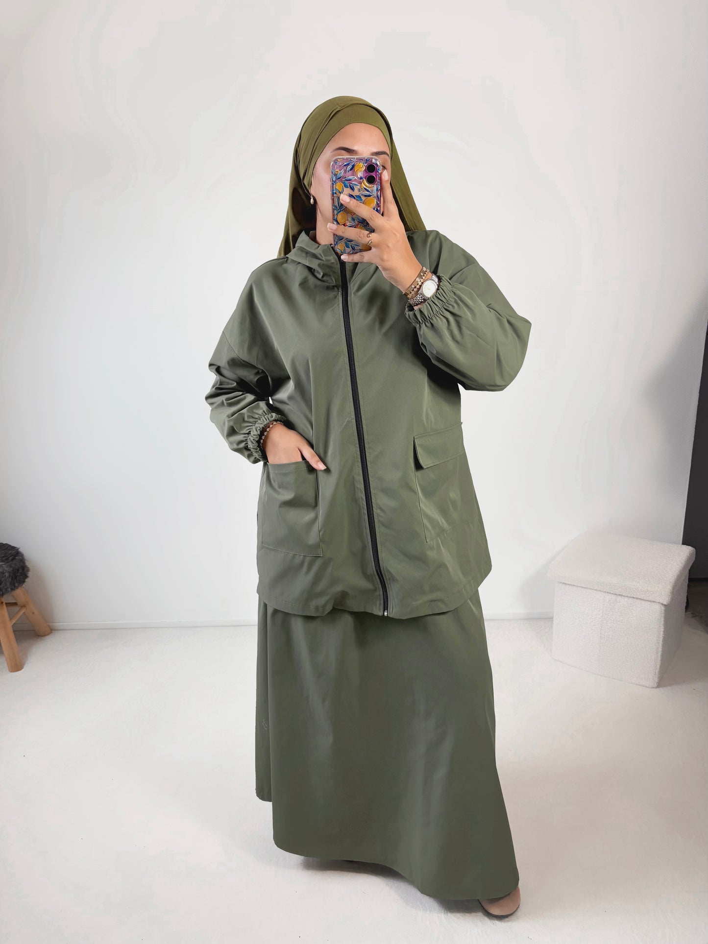 Ensemble imperméable veste + jupe
