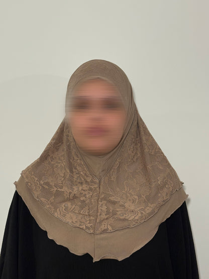 Hijab à enfiler à dentelle