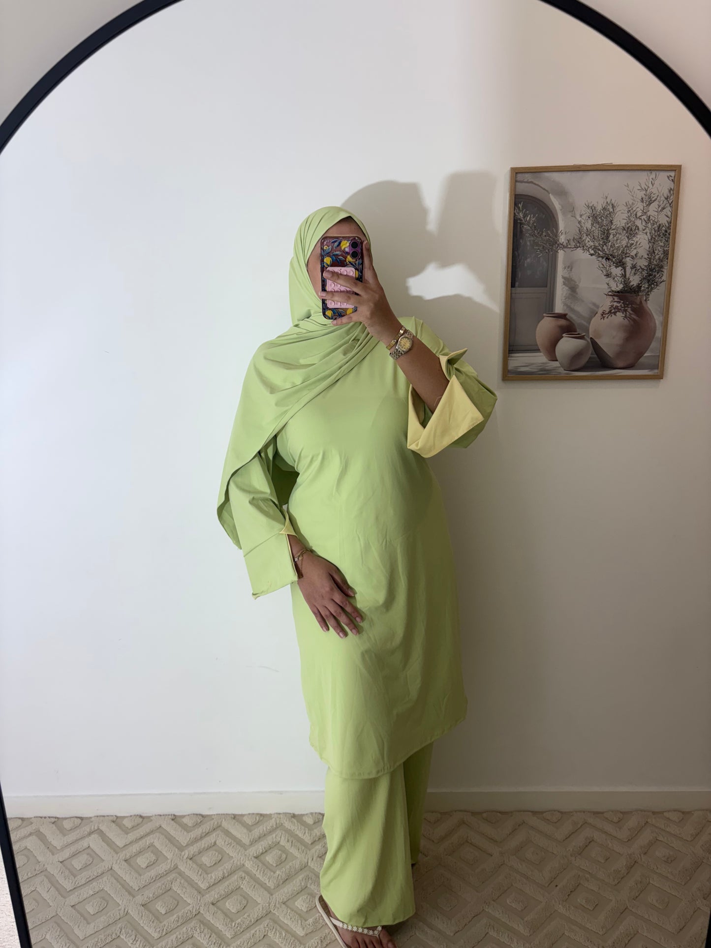 Burkini 3 pièces manches colorées Long
