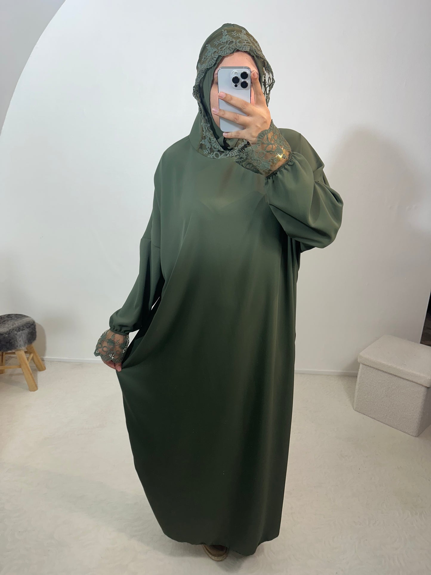 Abaya prière dentelle