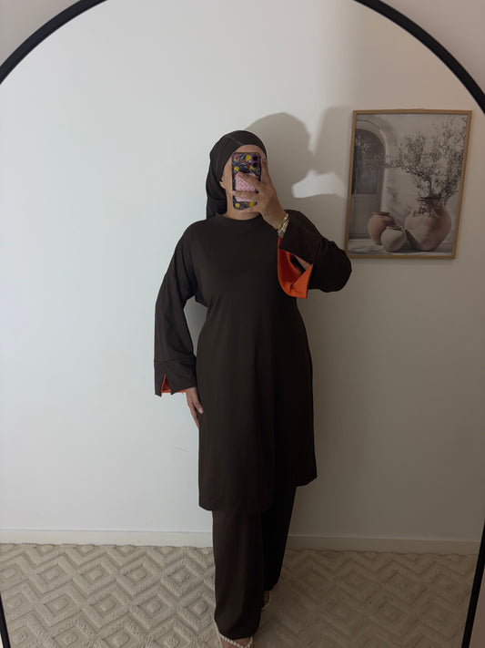 Burkini 3 pièces manches colorées Long