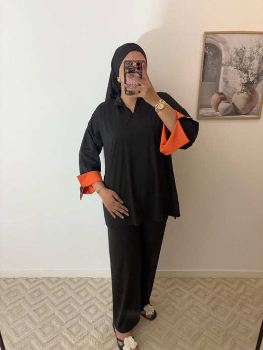 Burkini 3 pièces manches colorées col zip
