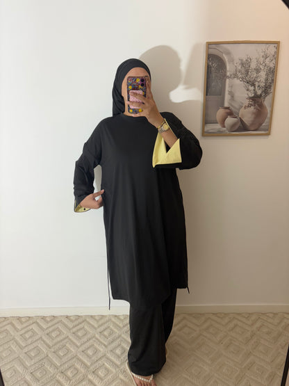Burkini 3 pièces manches colorées Long