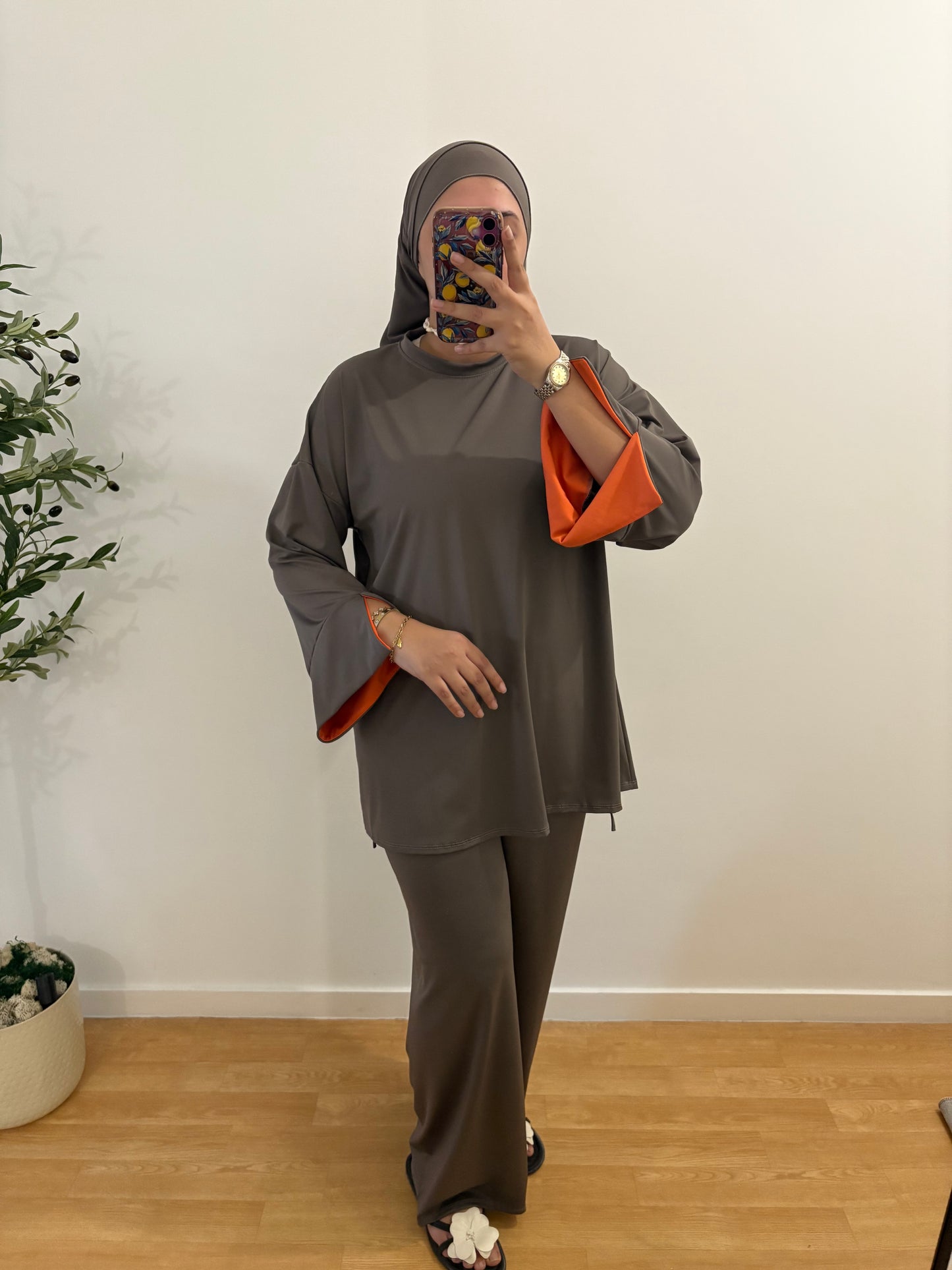 Burkini 3 pièces manches colorées