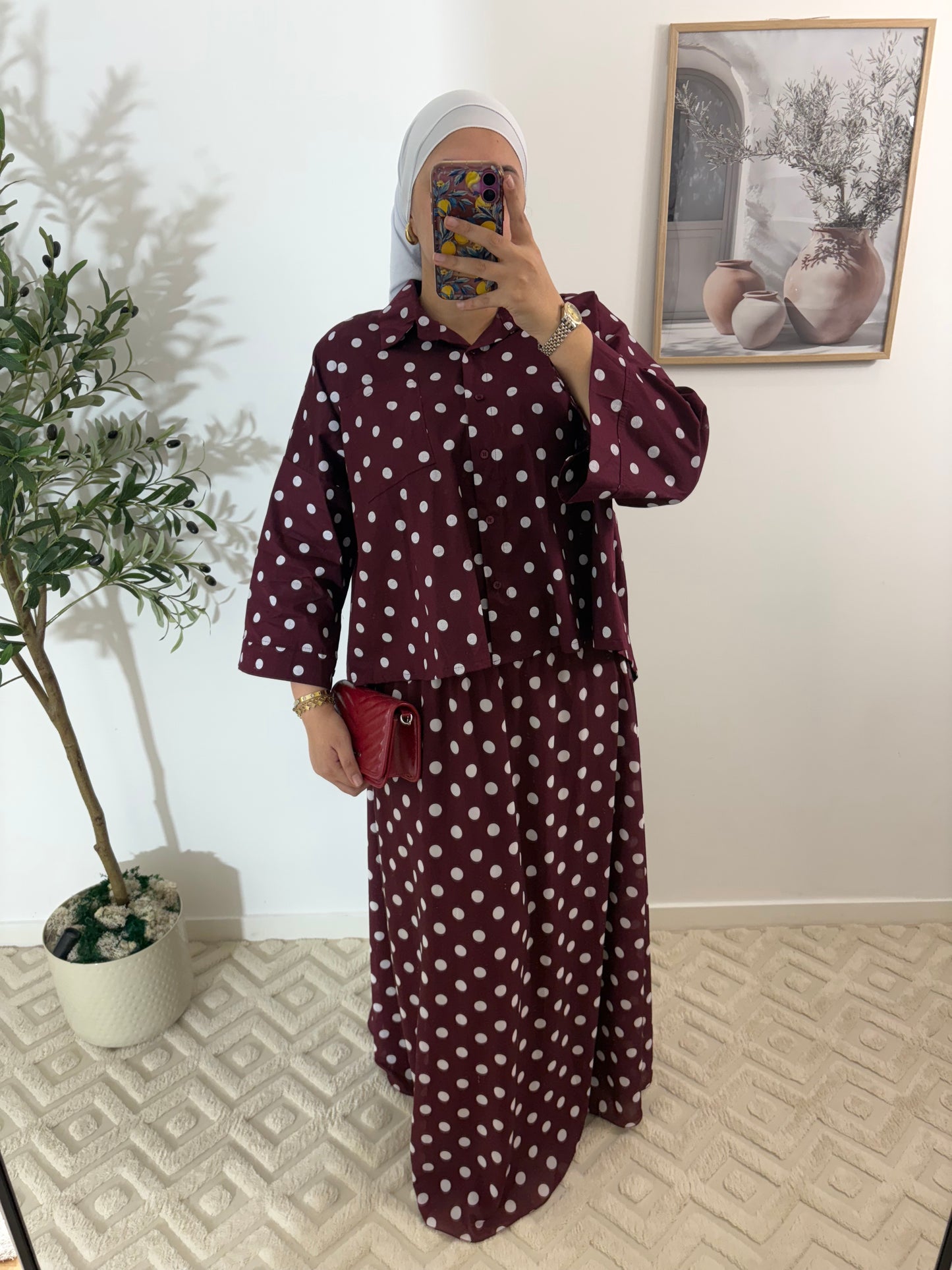Chemise à pois en popeline