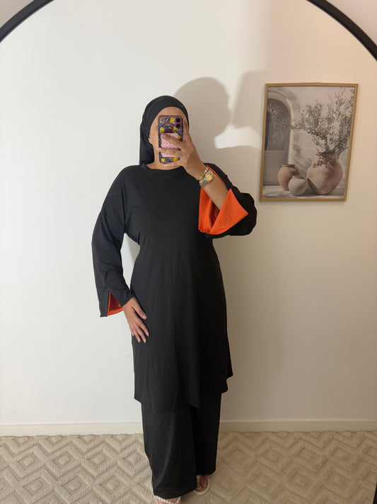 Burkini 3 pièces manches colorées Long
