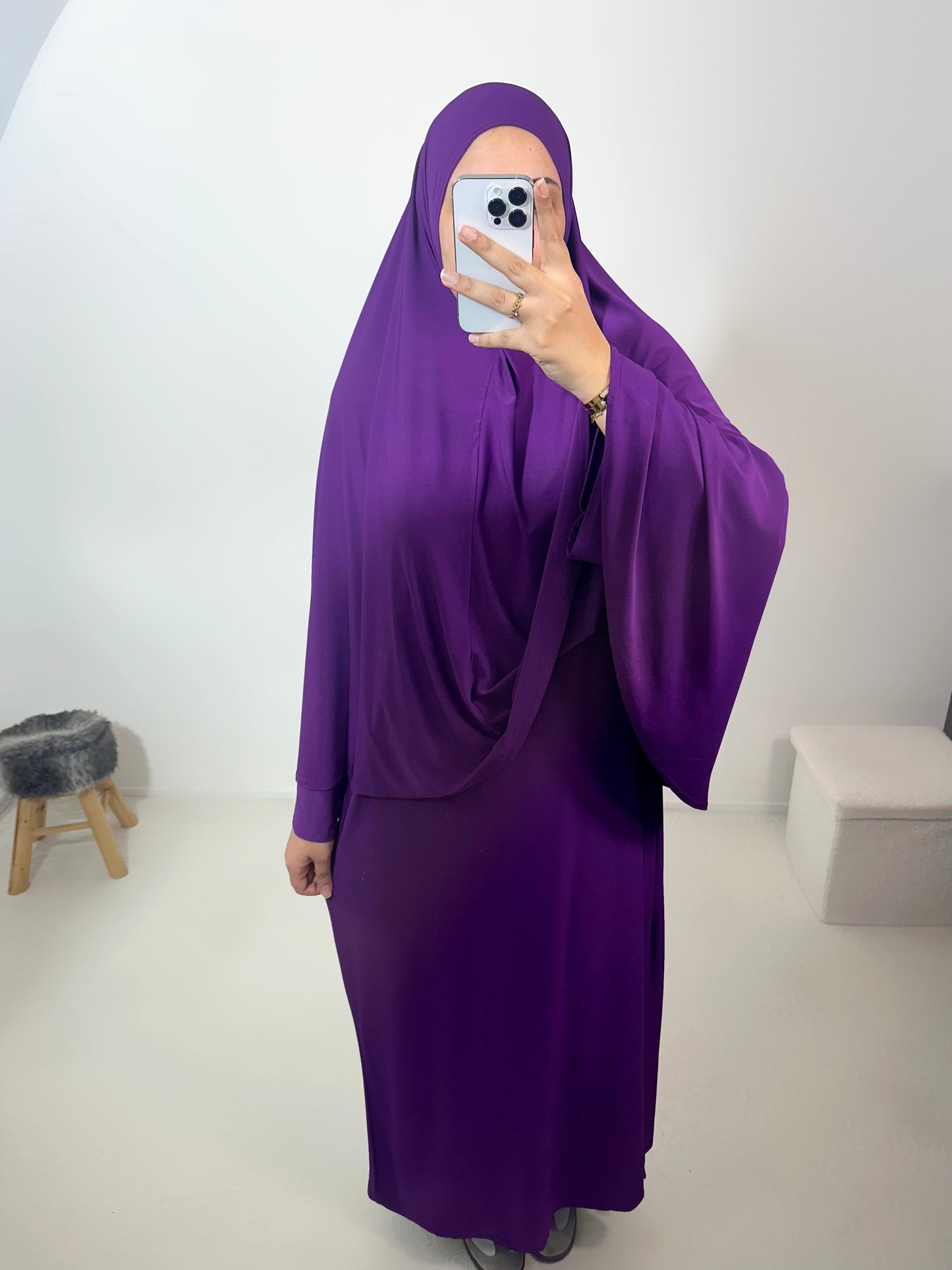 Set de prière en jersey premium de luxe (Abaya + Khimar)