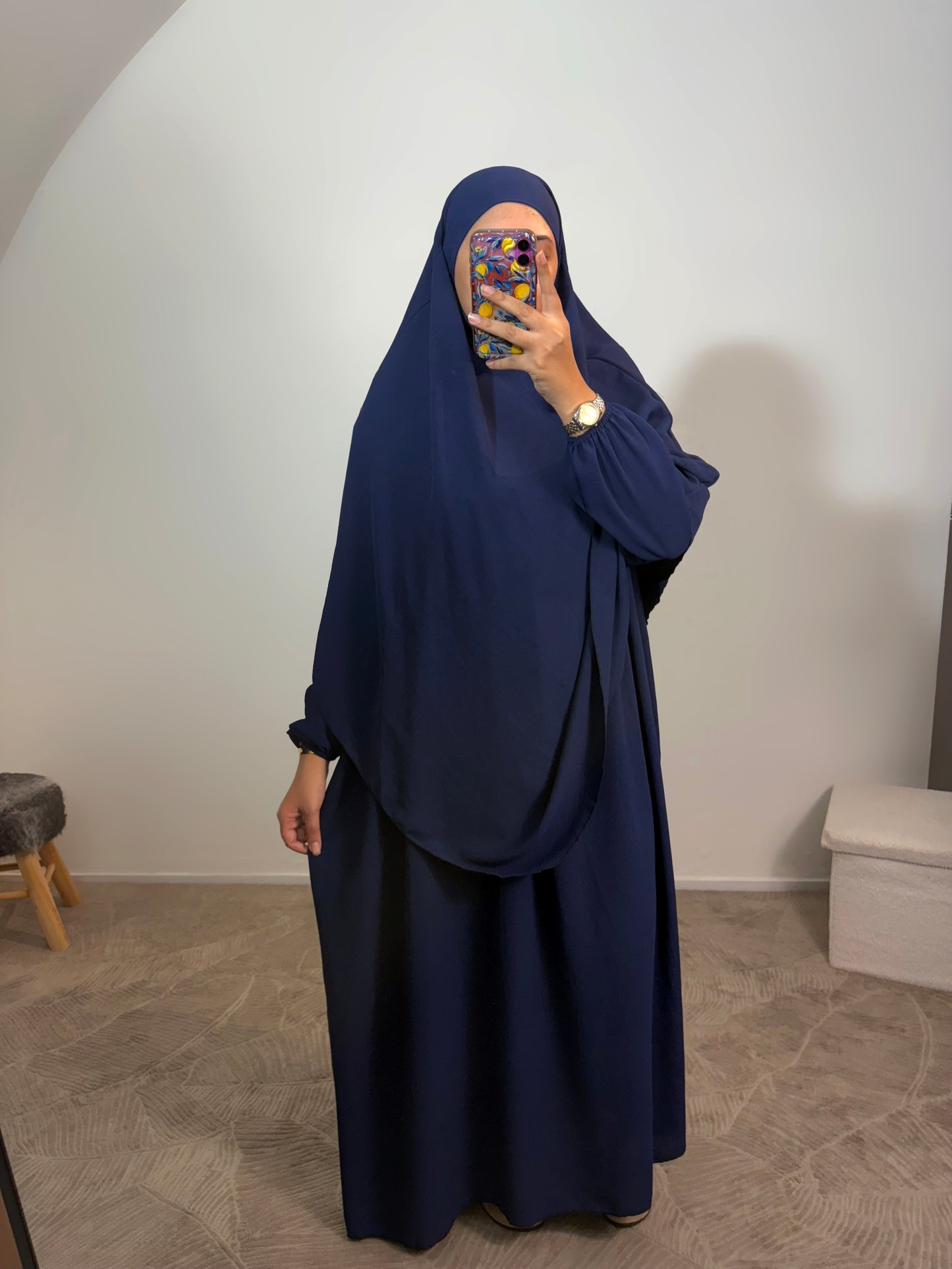 Abaya + khimar en jazz (8 couleurs)