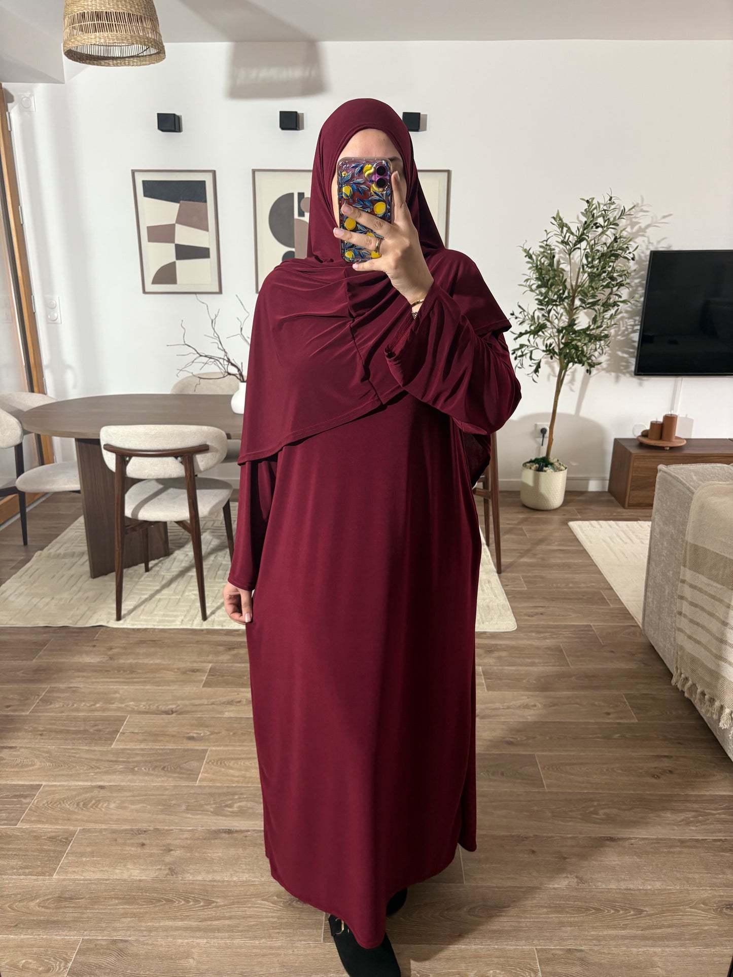 Set de prière en jersey premium de luxe (Abaya + Khimar)